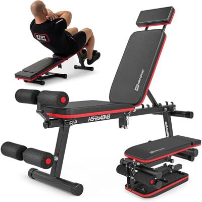HS HOP-SPORT Hop-Sport Multifunctionele halterbank HS-2040HB, opvouwbare trainingsbank met verstelbare rugleuning (0° tot 85°), verstelbare hoofdsteun, belasting 150 kg, ideaal voor complete oefeningen thuis HS HOP-SPORT Hop-Sport Multifunctionele halterbank HS-2040HB, opvouwbare trainingsbank met verstelbare rugleuning (0° tot 85°), verstelbare hoofdsteun, belasting 150 kg, ideaal voor complete oefeningen thuis