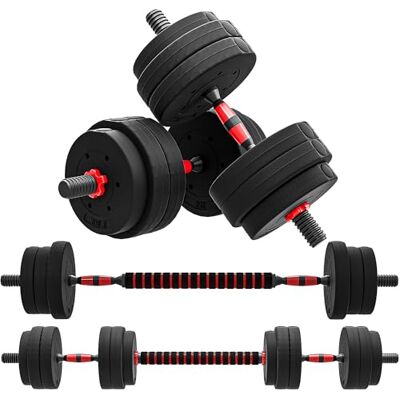HOMCOM 2 stuks 2-in-1 halters 25 kg verstelbaar gewicht zwart rood Verstelbaar gewicht, inclusief stangen, krachttraining en gewichtheffen, HDPE HOMCOM 2 stuks 2-in-1 halters 25 kg verstelbaar gewicht zwart rood Verstelbaar gewicht, inclusief stangen, krachttraining en gewichtheffen, HDPE