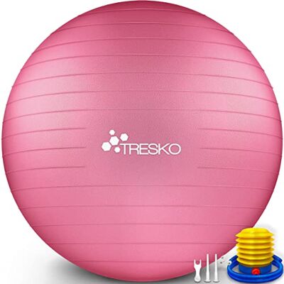 TRESKO ® Gymnastiekbal, BPA-vrij, met luchtpomp, bal voor fitness, yoga, gymnastiek, zwangerschap, basistraining, rug, yogabal, pezzibal, pilates, anti-burst zitting, 300 kg TRESKO ® Gymnastiekbal, BPA-vrij, met luchtpomp, bal voor fitness, yoga, gymnastiek, zwangerschap, basistraining, rug, yogabal, pezzibal, pilates, anti-burst zitting, 300 kg