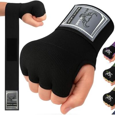 BEAST RAGE MMA gelbokshandschoenen 75 cm lang, gewatteerd, elastisch, voor snelle bokszak, Thaise boksen, UFC bandages voor mannen, vrouwen, kinderen (S (volwassenen), zwart) BEAST RAGE MMA gelbokshandschoenen 75 cm lang, gewatteerd, elastisch, voor snelle bokszak, Thaise boksen, UFC bandages voor mannen, vrouwen, kinderen (S (volwassenen), zwart)
