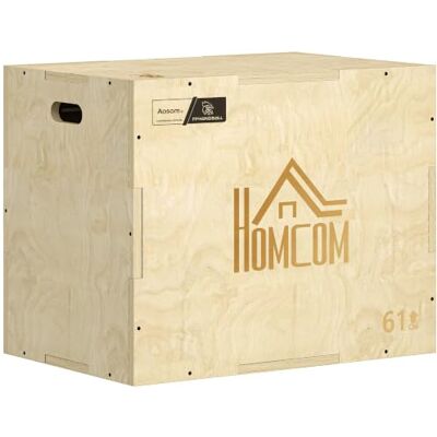 HOMCOM Plyobox Fitness 3-in-1 springbox, 51/61/76 cm, van hout Samenwerking Aosom.fr x FFHandbal, springbox, krachttraining, crosstraining, boxtraining HOMCOM Plyobox Fitness 3-in-1 springbox, 51/61/76 cm, van hout Samenwerking Aosom.fr x FFHandbal, springbox, krachttraining, crosstraining, boxtraining