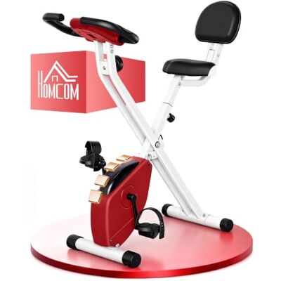 HOMCOM Vélo d'appartement pliable vélo de fitness vélo d'intérieur 8 niveaux de résistance magnétique avec dossier selle réglable écran LCD multifonction capteur fréquence cardiaque HOMCOM Vélo d'appartement pliable vélo de fitness vélo d'intérieur 8 niveaux de résistance magnétique avec dossier selle réglable écran LCD multifonction capteur fréquence cardiaque