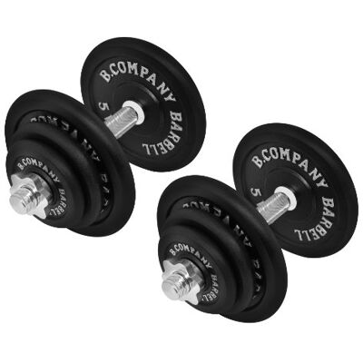 Bad Company Gietijzeren halterset met korte halterstangen 30/31 mm, 2 x 20 kg Bad Company Gietijzeren halterset met korte halterstangen 30/31 mm, 2 x 20 kg