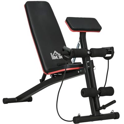 HOMCOM Banc de Musculation Pliable Inclinable Réglable Noir pour Développé Couché, Curl Biceps, Musculation Dos Abdominaux, avec Extenseur des Jambes, Acier HOMCOM Banc de Musculation Pliable Inclinable Réglable Noir pour Développé Couché, Curl Biceps, Musculation Dos Abdominaux, avec Extenseur des Jambes, Acier