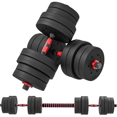 HOMCOM 2-in-1 halterset, 2 stuks, 30 kg, verstelbaar gewicht, inclusief stangen, krachttraining en gewichtheffen, HDPE, zwart/rood Poids Réglable, Barres Incluses, Entraînement Musculaire & Haltérophilie, HDPE HOMCOM 2-in-1 halterset, 2 stuks, 30 kg, verstelbaar gewicht, inclusief stangen, krachttraining en gewichtheffen, HDPE, zwart/rood Poids Réglable, Barres Incluses, Entraînement Musculaire & Haltérophilie, HDPE