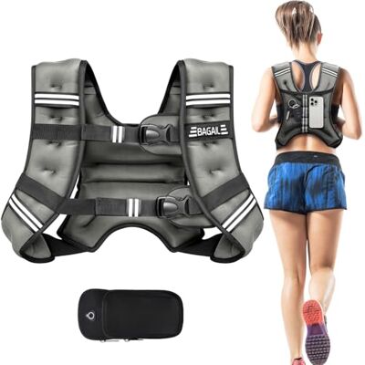 BAGAIL Gewichtsvest voor krachttraining, gewichtsvest van 3 kg/5 kg/6 kg/8 kg/10 kg/12 kg, reflecterende band en praktische zak, ideaal voor training, yoga en aerobic. BAGAIL Gewichtsvest voor krachttraining, gewichtsvest van 3 kg/5 kg/6 kg/8 kg/10 kg/12 kg, reflecterende band en praktische zak, ideaal voor training, yoga en aerobic.