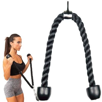 MuscleForge Triceps-touw, 120 cm lang, voor katrol, robuust nylon trektouw voor kabelmachine, gymnastiekkatrol voor krachttraining, tricepsoefeningen, bizeps en schouders MuscleForge Triceps-touw, 120 cm lang, voor katrol, robuust nylon trektouw voor kabelmachine, gymnastiekkatrol voor krachttraining, tricepsoefeningen, bizeps en schouders