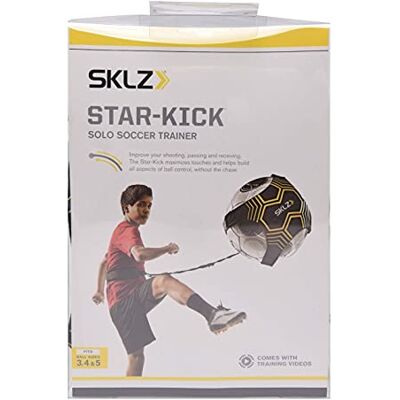 SKLZ Star-Kick voetbaltrainer, voetbaltrainingsmateriaal, voetbalwerp- en vangtrainer, geel, voor ballen van maat 3/4/5 SKLZ Star-Kick voetbaltrainer, voetbaltrainingsmateriaal, voetbalwerp- en vangtrainer, geel, voor ballen van maat 3/4/5