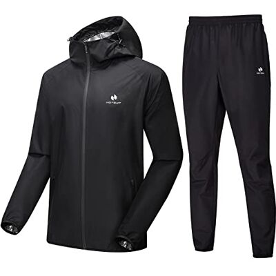 HOTSUIT Zweetpak voor heren, met zweettop en broek, voor sport, zweet, voor heren, zwart, Zwarte jas en broek, 4XL 4XL HOTSUIT Zweetpak voor heren, met zweettop en broek, voor sport, zweet, voor heren, zwart, Zwarte jas en broek, 4XL 4XL