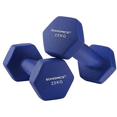 SONGMICS Set van 2 zeshoekige halters met neopreen coating voor krachttraining, training, fitness, thuis SONGMICS Set van 2 zeshoekige halters met neopreen coating voor krachttraining, training, fitness, thuis
