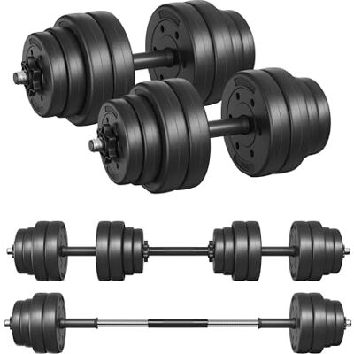 SONGMICS Halterset 2-in-1, verstelbaar gewicht, met extra stalen stang die je kan verlengen, kunststof coating, fitness, krachttraining, thuis SONGMICS Halterset 2-in-1, verstelbaar gewicht, met extra stalen stang die je kan verlengen, kunststof coating, fitness, krachttraining, thuis