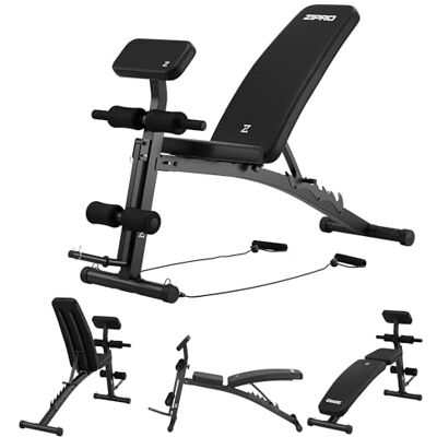 ZIPRO Opvouwbare halterbank, bankje, bankdrukken, fitnessbank, fitnessapparatuur, halterbank voor thuis of in de sportschool, verstelbare rugleuning ZIPRO Opvouwbare halterbank, bankje, bankdrukken, fitnessbank, fitnessapparatuur, halterbank voor thuis of in de sportschool, verstelbare rugleuning