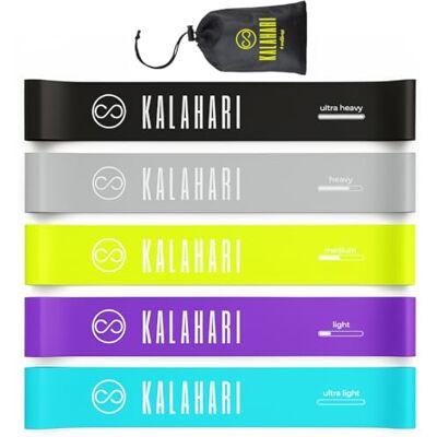KALAHARI 4 wellness KALAHARI Elastische fitnessband, 5 stuks, met e-book oefeningen in het Frans en tas, elastische sport krachttraining met 5 krachtniveaus, weerstandsbanden voor rekken, yoga, pilates, gym, crossfit KALAHARI 4 wellness KALAHARI Elastische fitnessband, 5 stuks, met e-book oefeningen in het Frans en tas, elastische sport krachttraining met 5 krachtniveaus, weerstandsbanden voor rekken, yoga, pilates, gym, crossfit