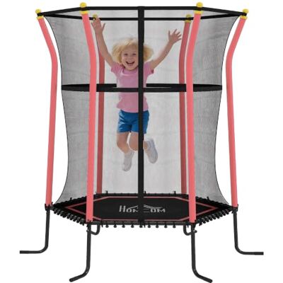 HOMCOM Trampoline pour Enfant Filet de Sécurité 1,22x1,11x1,9m Noir Porte Zippée, 6 Poteaux Rembourrés Inclus, Sans Ressort, Charge Max. 50 kg HOMCOM Trampoline pour Enfant Filet de Sécurité 1,22x1,11x1,9m Noir Porte Zippée, 6 Poteaux Rembourrés Inclus, Sans Ressort, Charge Max. 50 kg
