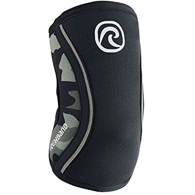 Rehband 5 mm SBR-neopreen elleboogbeschermer, voor krachtsporten, anatomisch design, antislip en nauwsluitend, voor dames en heren, kleur: camo, maat: XL Rehband 5 mm SBR-neopreen elleboogbeschermer, voor krachtsporten, anatomisch design, antislip en nauwsluitend, voor dames en heren, kleur: camo, maat: XL