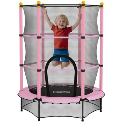 HOMCOM Trampoline Enfant Ø 1,40 m Filet de sécurité Porte zipée Couvre-Ressorts 6 poteaux rembourrés Inclus HOMCOM Trampoline Enfant Ø 1,40 m Filet de sécurité Porte zipée Couvre-Ressorts 6 poteaux rembourrés Inclus