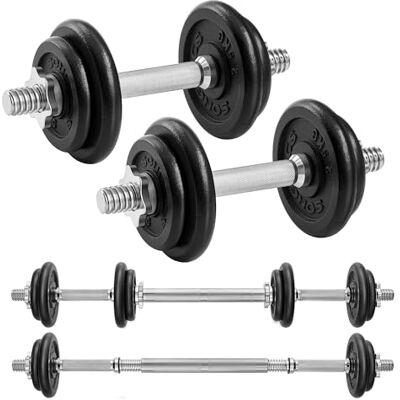 SONGMICS 2-in-1 Halterset voor krachttraining, met stalen verlengstang, verstelbaar gewicht, fitness, krachttraining, massaopname thuis SONGMICS 2-in-1 Halterset voor krachttraining, met stalen verlengstang, verstelbaar gewicht, fitness, krachttraining, massaopname thuis