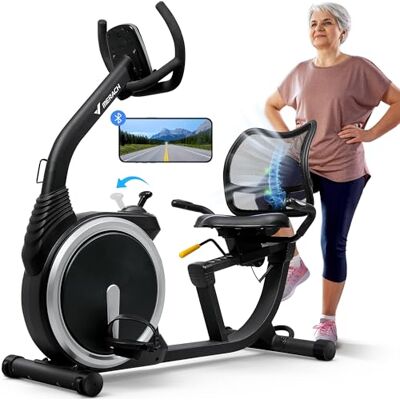 MERACH Ligfiets voor thuis met 8 instelbare weerstandsniveaus, lichte commerciële hometrainer met intelligente bluetooth, exclusieve app-connectiviteit, lcd-display MERACH Ligfiets voor thuis met 8 instelbare weerstandsniveaus, lichte commerciële hometrainer met intelligente bluetooth, exclusieve app-connectiviteit, lcd-display