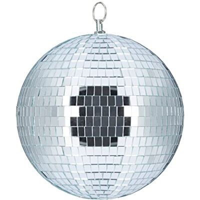 Relaxdays Discobal om op te hangen voor plafond, grote spiegelbal, feestdecoratie, themafeest, discobal, Ø 20 cm, zilver Relaxdays Discobal om op te hangen voor plafond, grote spiegelbal, feestdecoratie, themafeest, discobal, Ø 20 cm, zilver
