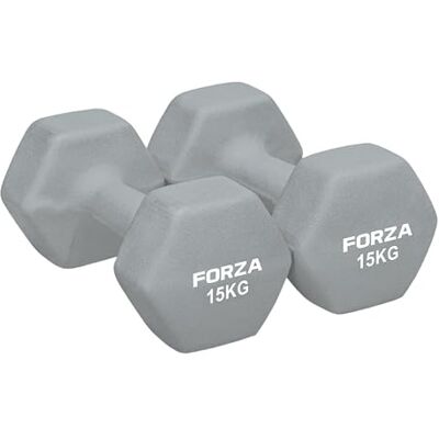 FORZA Zeshoekige halters van neopreen met antislip handgreep, ergonomisch design voor krachttraining en thuistraining, verkrijgbaar in verschillende gewichten FORZA Zeshoekige halters van neopreen met antislip handgreep, ergonomisch design voor krachttraining en thuistraining, verkrijgbaar in verschillende gewichten