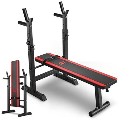HS HOP-SPORT Hop-Sport HS-1080 platte, opvouwbare en kantelbare halterbank met stanghouder, multifunctionele trainingsbank met verstelbare handgrepen voor halters of bankdrukken, max. 270 kg HS HOP-SPORT Hop-Sport HS-1080 platte, opvouwbare en kantelbare halterbank met stanghouder, multifunctionele trainingsbank met verstelbare handgrepen voor halters of bankdrukken, max. 270 kg