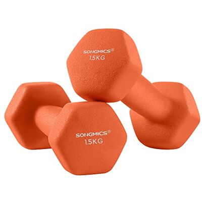 SONGMICS Set van 2 zeshoekige halters met neopreen coating voor krachttraining, training, fitness, thuis SONGMICS Set van 2 zeshoekige halters met neopreen coating voor krachttraining, training, fitness, thuis