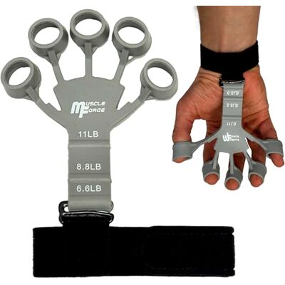 MuscleForge ® Vingertrainer, vingertrainer van siliconen ter versterking van de grip, elastische extender met 3 aanpassingsniveaus, 3-5 kg, krachttraining van de onderarm MuscleForge ® Vingertrainer, vingertrainer van siliconen ter versterking van de grip, elastische extender met 3 aanpassingsniveaus, 3-5 kg, krachttraining van de onderarm