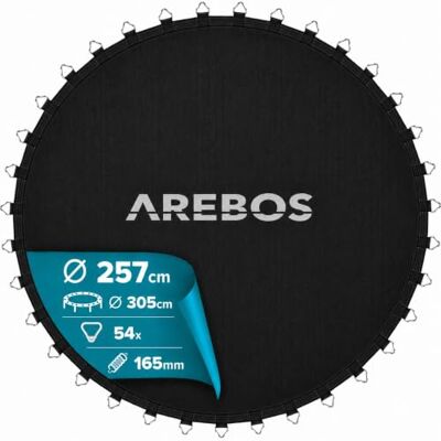 Arebos Trampoline Vervangende springmat Ø 264 cm voor trampoline Ø 305 cm, 60 veren, zwart, polypropyleen (PP), rond, maximale veiligheid, uv-bestendig, extra robuust, voor kinderen Arebos Trampoline Vervangende springmat Ø 264 cm voor trampoline Ø 305 cm, 60 veren, zwart, polypropyleen (PP), rond, maximale veiligheid, uv-bestendig, extra robuust, voor kinderen