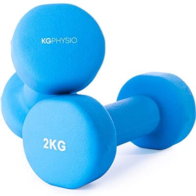 KG Physio Set van 2 halters voor krachttraining – alternatieve krachttraining met zweetafvoerende neopreen coating – halter voor krachttraining met sportoefeningsposter KG Physio Set van 2 halters voor krachttraining – alternatieve krachttraining met zweetafvoerende neopreen coating – halter voor krachttraining met sportoefeningsposter