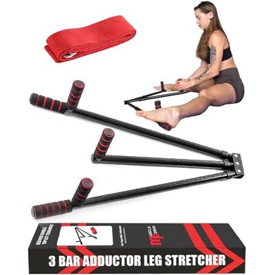 MuscleForge ® Beenscheider voor het uitrekken van adductoren tot 180 graden, afstandstrainer voor balletbenen, vechtsporten en fitness, roestvrij staal, met gevoerde handgrepen MuscleForge ® Beenscheider voor het uitrekken van adductoren tot 180 graden, afstandstrainer voor balletbenen, vechtsporten en fitness, roestvrij staal, met gevoerde handgrepen