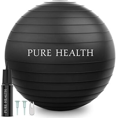 Pure Ballon de yoga suisse Anti-éclatement Extra épais avec pompe à main pour salle de sport à domicile Ballon de yoga pour yoga, pilates, fitness, grossesse et travail Pure Ballon de yoga suisse Anti-éclatement Extra épais avec pompe à main pour salle de sport à domicile Ballon de yoga pour yoga, pilates, fitness, grossesse et travail