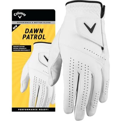 Callaway Golf Dawn Patrol Golfhandschoen voor heren, verstelbaar, leer Callaway Golf Dawn Patrol Golfhandschoen voor heren, verstelbaar, leer