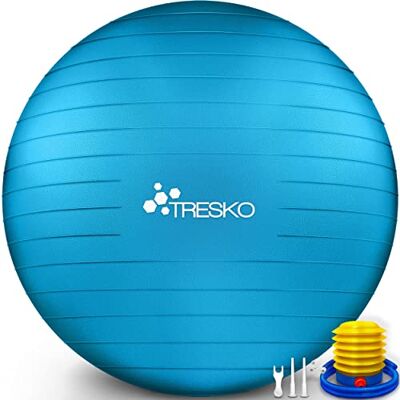 TRESKO ® Gymnastiekbal, BPA-vrij, met luchtpomp, bal voor fitness, yoga, gymnastiek, zwangerschap, basistraining, rug, yogabal, pezzibal, pilates, anti-burst zitting, 300 kg TRESKO ® Gymnastiekbal, BPA-vrij, met luchtpomp, bal voor fitness, yoga, gymnastiek, zwangerschap, basistraining, rug, yogabal, pezzibal, pilates, anti-burst zitting, 300 kg