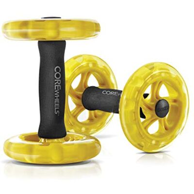 SKLZ CoreWheels loopwiel voor buikspieren, buikspierwiel, ergonomische handgrepen van schuimrubber, uniseks, volwassenen, geel zwart, Eén maat Geel; set van 2; wielbereik 12,7 cm; ergonomische schuimrubberen handgrepen; lichte training; stabiliteit en t SKLZ CoreWheels loopwiel voor buikspieren, buikspierwiel, ergonomische handgrepen van schuimrubber, uniseks, volwassenen, geel zwart, Eén maat Geel; set van 2; wielbereik 12,7 cm; ergonomische schuimrubberen handgrepen; lichte training; stabiliteit en t