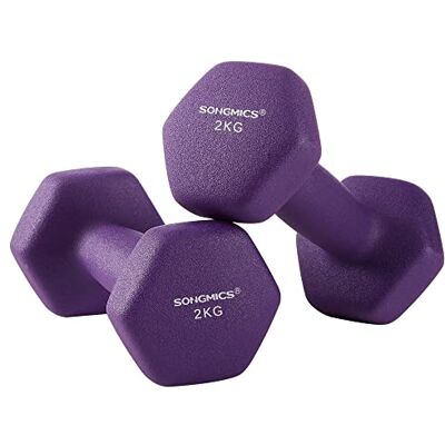 SONGMICS Set van 2 zeshoekige halters met neopreen coating voor krachttraining, training, fitness, thuis SONGMICS Set van 2 zeshoekige halters met neopreen coating voor krachttraining, training, fitness, thuis