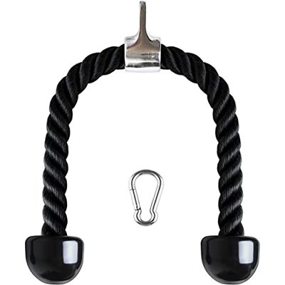 CampTeck U6935 Nylon triceptouw gedraaid touw tricepstouw om naar beneden te trekken met anti-slip handgrepen biceps, triceps, fitnessstudio of thuis zwart CampTeck U6935 Nylon triceptouw gedraaid touw tricepstouw om naar beneden te trekken met anti-slip handgrepen biceps, triceps, fitnessstudio of thuis zwart