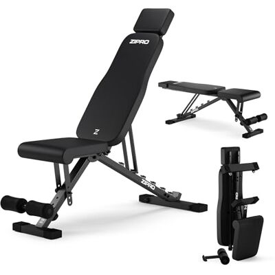 ZIPRO Opvouwbare halterbank, thuis, machine, apparaat, plat station, lumbaal, thuis, gym, fitness, buikspieren, verstelbaar, multifunctioneel, 300 kg, capaciteit, gymnastiektraining, grind, zwart ZIPRO Opvouwbare halterbank, thuis, machine, apparaat, plat station, lumbaal, thuis, gym, fitness, buikspieren, verstelbaar, multifunctioneel, 300 kg, capaciteit, gymnastiektraining, grind, zwart