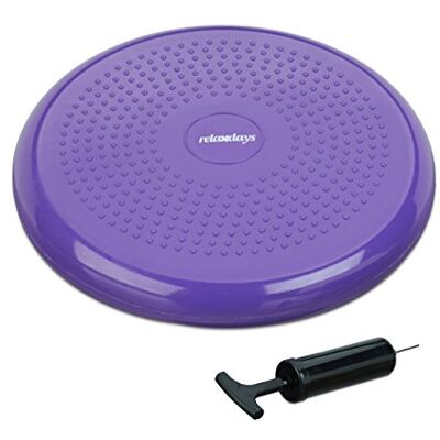 Relaxdays Luchtkussen met noppen, 33 cm, luchtpomp, weegschaal, fitness, balansschijf, paars Relaxdays Luchtkussen met noppen, 33 cm, luchtpomp, weegschaal, fitness, balansschijf, paars