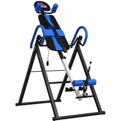 HOMCOM Inversietafel voor krachttraining, inklapbaar, 3 niveaus, staal, blauw, zwart Verstelbare veiligheidsgordel, verstelbare omgekeerde hoek HOMCOM Inversietafel voor krachttraining, inklapbaar, 3 niveaus, staal, blauw, zwart Verstelbare veiligheidsgordel, verstelbare omgekeerde hoek