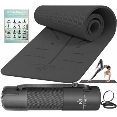 KESSER ® Turnmat met draagriem, TPE, gevoerd en antislip, 183 x 61 cm, voor fitness, training, yoga, pilates en gymnastiek, extra dik KESSER ® Turnmat met draagriem, TPE, gevoerd en antislip, 183 x 61 cm, voor fitness, training, yoga, pilates en gymnastiek, extra dik