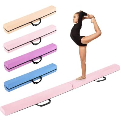 COSTWAY Opvouwbare gymnastiekbalk, draagbare vloergymnastiekstang van schuim met afneembare suède bekleding en antislip onderkant, handgrepen, voor kinderen, gymnastiek COSTWAY Opvouwbare gymnastiekbalk, draagbare vloergymnastiekstang van schuim met afneembare suède bekleding en antislip onderkant, handgrepen, voor kinderen, gymnastiek