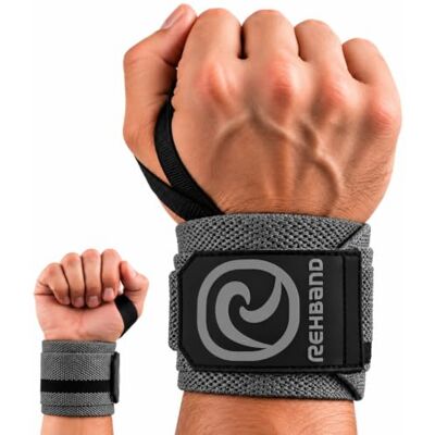 Rehband 1 paar polsbandages voor krachttraining, 45 cm, comfortabel en stabiliserend, kleur: staal, grijs, Eén maat Rehband 1 paar polsbandages voor krachttraining, 45 cm, comfortabel en stabiliserend, kleur: staal, grijs, Eén maat