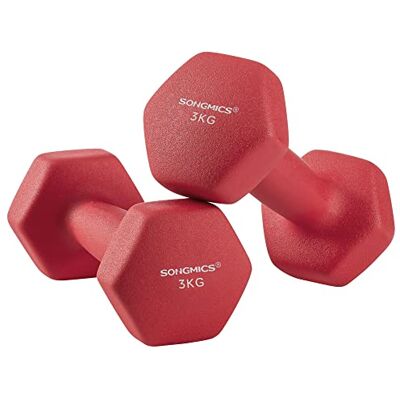 SONGMICS Set van 2 zeshoekige halters met neopreen coating voor krachttraining, training, fitness, thuis SONGMICS Set van 2 zeshoekige halters met neopreen coating voor krachttraining, training, fitness, thuis