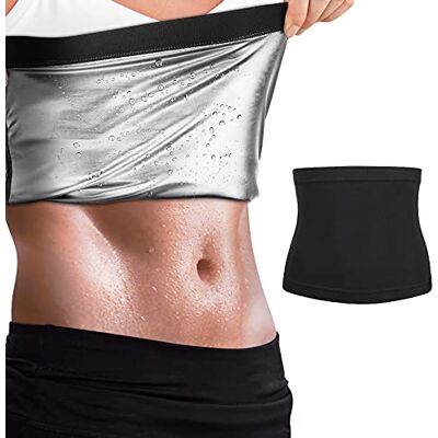 MoKo Zweetriem, verstelbare afslankende buikriem, sportriem, rugondersteuning voor dames en heren, voor fitness, sauna, afslanken, fitness, joggen, yoga, maat L/XL, zwart + zilver MoKo Zweetriem, verstelbare afslankende buikriem, sportriem, rugondersteuning voor dames en heren, voor fitness, sauna, afslanken, fitness, joggen, yoga, maat L/XL, zwart + zilver