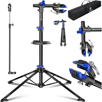 KESSER ® Professionele fietsmontagebeugel, 50 kg, 360 graden draaibaar, voor e-bike, mountainbike en fiets, in hoogte verstelbare reparatiebeugel, gereedschapshouder, draagtas en KESSER ® Professionele fietsmontagebeugel, 50 kg, 360 graden draaibaar, voor e-bike, mountainbike en fiets, in hoogte verstelbare reparatiebeugel, gereedschapshouder, draagtas en