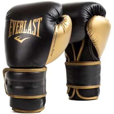 Everlast Powerlock 2R 12oz bokshandschoenen goud/zwart voor bokszak, berenpoten en sparring, met turnback polssteun, 4-laags schuim originele uitrusting Everlast Powerlock 2R 12oz bokshandschoenen goud/zwart voor bokszak, berenpoten en sparring, met turnback polssteun, 4-laags schuim originele uitrusting