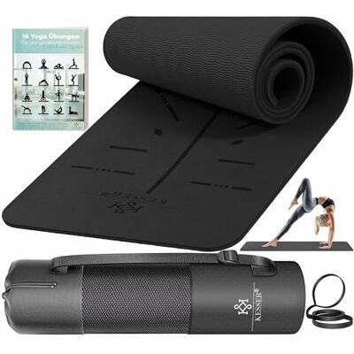 KESSER ® Turnmat met draagriem, TPE, gevoerd en antislip, 183 x 61 cm, voor fitness, training, yoga, pilates en gymnastiek, extra dik KESSER ® Turnmat met draagriem, TPE, gevoerd en antislip, 183 x 61 cm, voor fitness, training, yoga, pilates en gymnastiek, extra dik