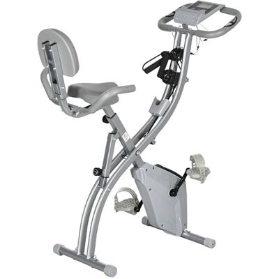 HOMCOM Hometrainer, opvouwbaar, 4-in-1, ergometer, magnetisch, LCD, grijs Stil, weerstandskoorden, sport thuis, cardio-training, wielen, comfortabel zadel, max. 120 kg HOMCOM Hometrainer, opvouwbaar, 4-in-1, ergometer, magnetisch, LCD, grijs Stil, weerstandskoorden, sport thuis, cardio-training, wielen, comfortabel zadel, max. 120 kg