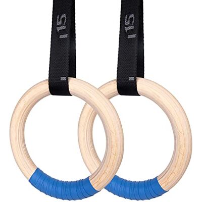 Generic Olympische turnringen van hout van 680,4 kg met verstelbare nokgesp, 4,5 m lange riemen met ladder, antislip trainingsringen voor full-body training tot Generic Olympische turnringen van hout van 680,4 kg met verstelbare nokgesp, 4,5 m lange riemen met ladder, antislip trainingsringen voor full-body training tot