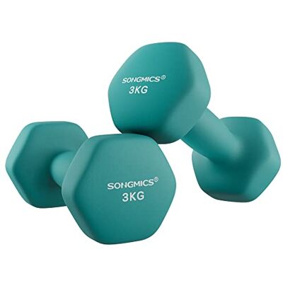 SONGMICS Set van 2 zeshoekige halters met neopreen coating voor krachttraining, training, fitness, thuis SONGMICS Set van 2 zeshoekige halters met neopreen coating voor krachttraining, training, fitness, thuis
